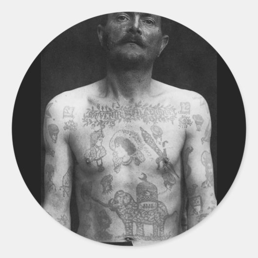 Gevangenis Tattoos Ronde Sticker (Voorkant)