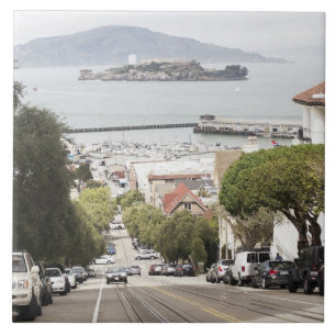 gevangenis van Alcatraz, bekeken vanuit San Franci Tegeltje