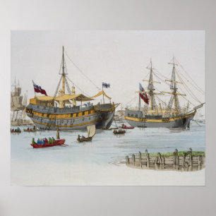 Gevangenisschepen uit de "Costume of Great Britain Poster