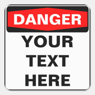 Gevarenbord, sjabloon, kwadraat versie vierkante sticker
