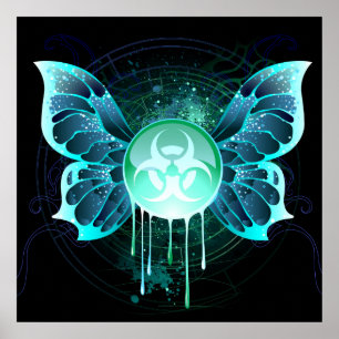 Gevarenwaarschuwing voor biogevaar vlinder poster