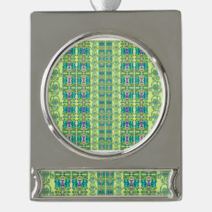 Gevarieerde bloemige kopjesbloemen verzilverd banner ornament