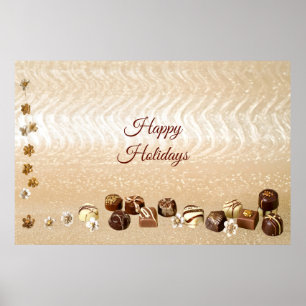Gevarieerde chocolades met decoratieve bloemen pos poster