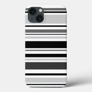 Gevarieerde grijze, zwarte, witte strepen iPhone 13 hoesje