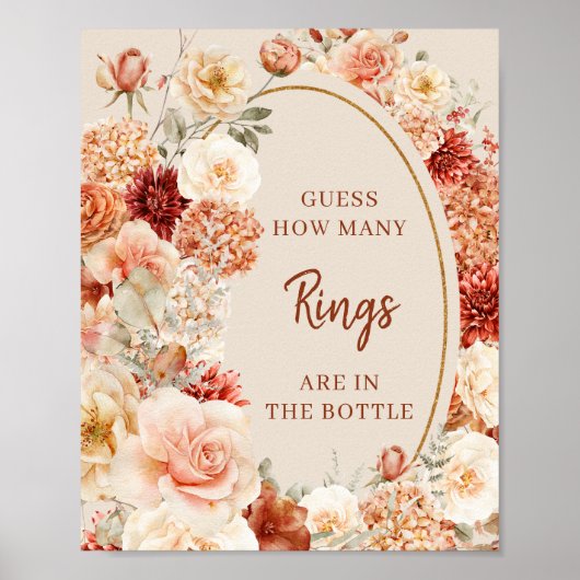 Gevarieerde herfst bloemenroest Raad hoeveel ringe Poster (Voorkant)