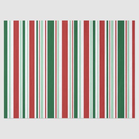 Gevarieerde rode, groene, witte kerststrepen tissuepapier (Voorkant)