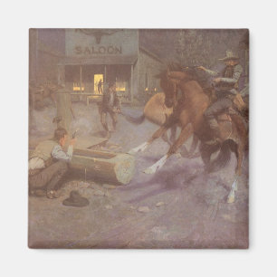 Gevecht in de Roundup Saloon door Bill Gollings Magneet