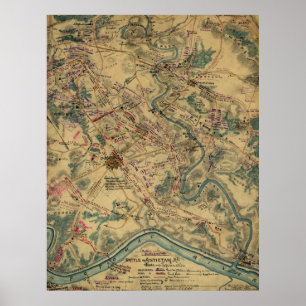 gevechtskaart Antietam (1862) Poster