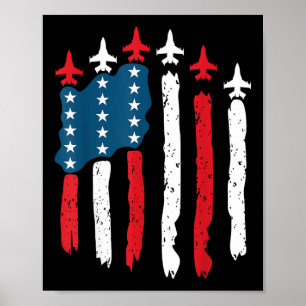 Gevechtsvliegtuig Amerika Vlag 4 Juli Patriottisch Poster