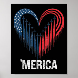 Gevechtsvliegtuig Amerikaanse vlag Hart 4e van Ju Poster