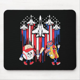 Gevechtsvliegtuig Amerikaanse vlag honkbal 4 juli Muismat