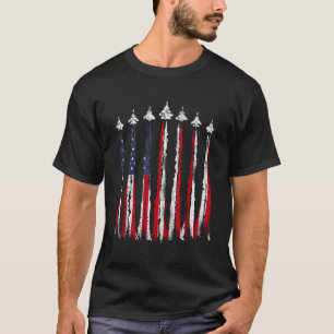 Gevechtsvliegtuigen met Amerikaanse vlag 4 juli CE T-shirt