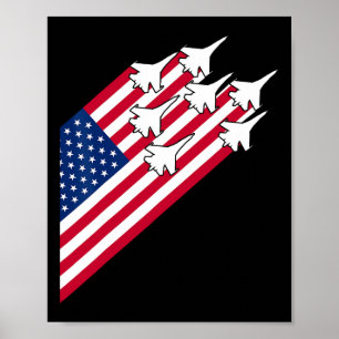 Gevechtsvliegtuigen Usa Vlag 4 juli Gevechtsvliegt Poster