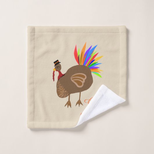 gevederde mannelijke kalkoen Thanksgiving badhandd Bad Handdoek (Wasdoekje)