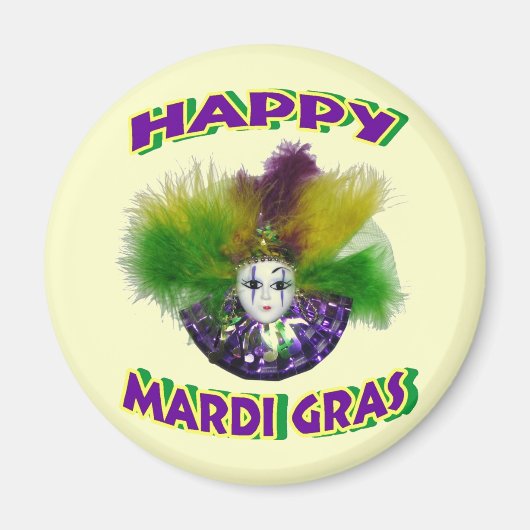 Gevederde Mardi Gras Masker Magneet (Voorkant)