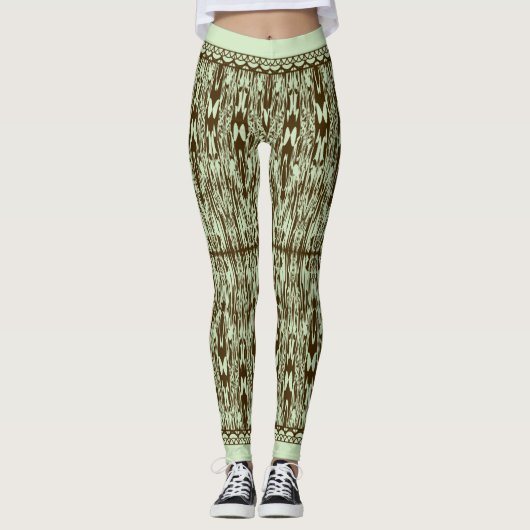 Geverfd gemarmerd Ikat-patroon Leggings (Voorkant)