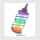 Geverfd haar Regenboogfles Grappige Cartoon Sticker (Vel)