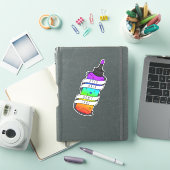 Geverfd haar Regenboogfles Grappige Cartoon Sticker (iPad Cover)