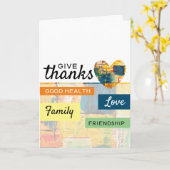 Geverfd hart, Thanksgiving Kaart (Gele Bloem)