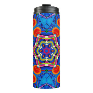 Geverfde kaleidoscoop met meerkleurige olie thermosbeker