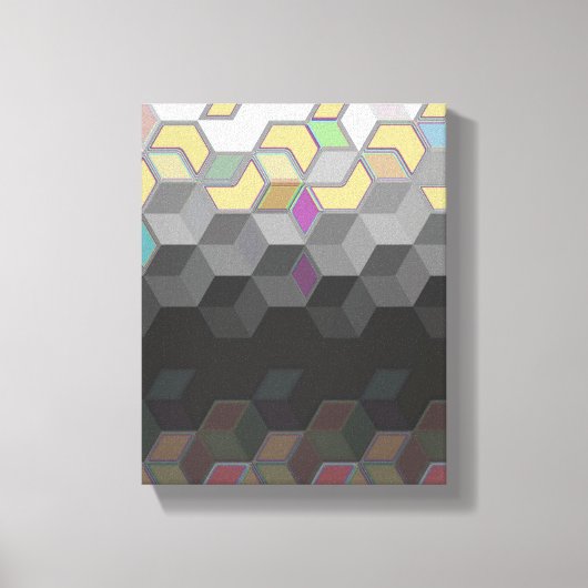 geverfde pastel- en donkere 3d-blokjes achtergrond canvas afdruk (Voorkant)