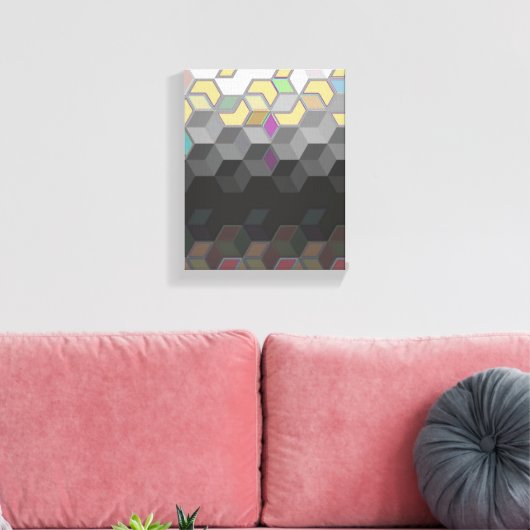 geverfde pastel- en donkere 3d-blokjes achtergrond canvas afdruk (Insitu (Woonkamer))