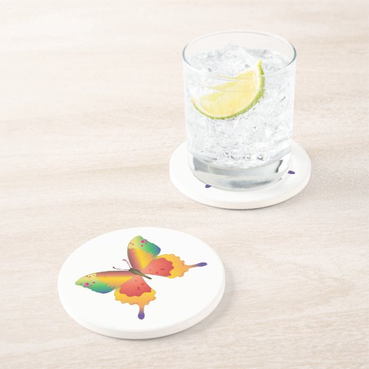 geverfde vlinder zandsteen onderzetter (Zijkant)