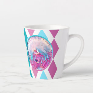 Geverfde wieg in roze Aqua en Blauwgroen Latte Mok