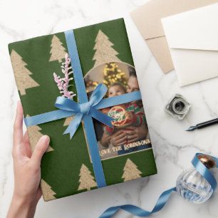 Geverifieerde Groene Boom Persoonlijke Kerst Foto Cadeaupapier