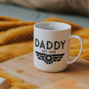 Gevestigde Daddy Nieuwe Vader Est Jaar Luchtvaart Tweekleurige Koffiemok