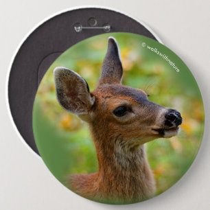 Gevignetteerd portret van lachend zwartstaalhertjo ronde button 6,0 cm