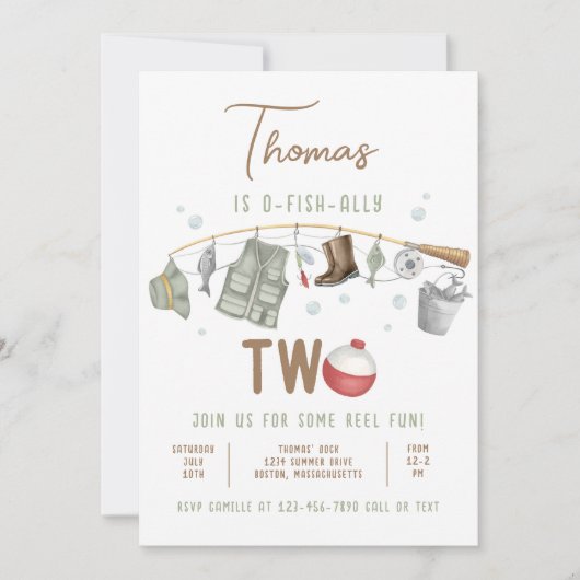 Gevist 2e verjaardag O-Fish-Ally Twee Verjaardag Kaart (Voorkant)