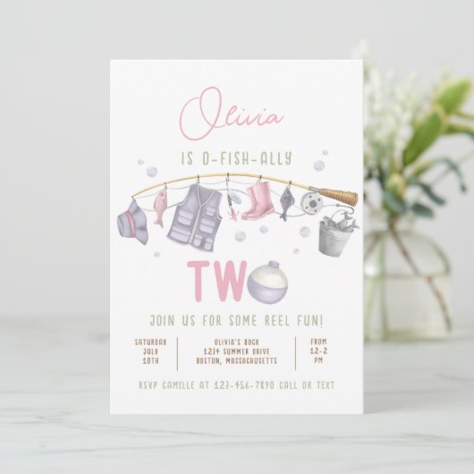 Gevist 2e verjaardag O-Fish-Ally Twee Verjaardag Kaart (Staand voorkant)
