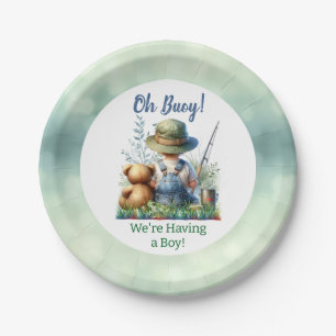 Gevist Baby en teddybeer   Baby Shower Papieren Bordje