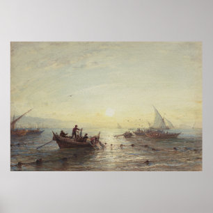 Gevist bij zonsopgang voor de kust bij Marseille Poster