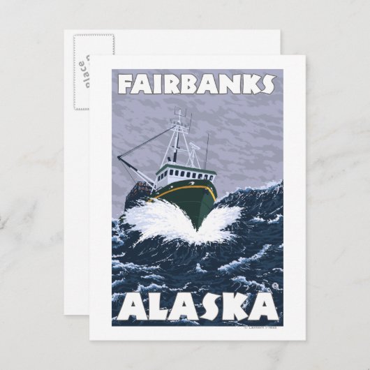 Gevist Boat Scene - Fairbanks, Alaska Briefkaart (Voorkant / Achterkant)