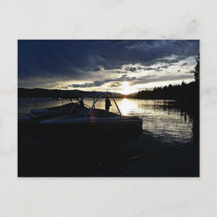 Gevist Boat Swan Lake sunset Montana Briefkaart
