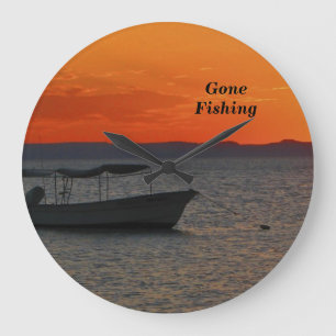 Gevist boot bij Sunset Clock, Large Round Grote Klok