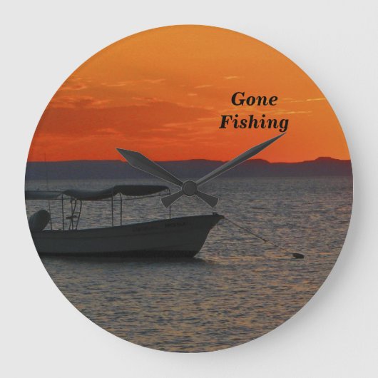 Gevist boot bij Sunset Clock, Large Round Grote Klok (Voorkant)