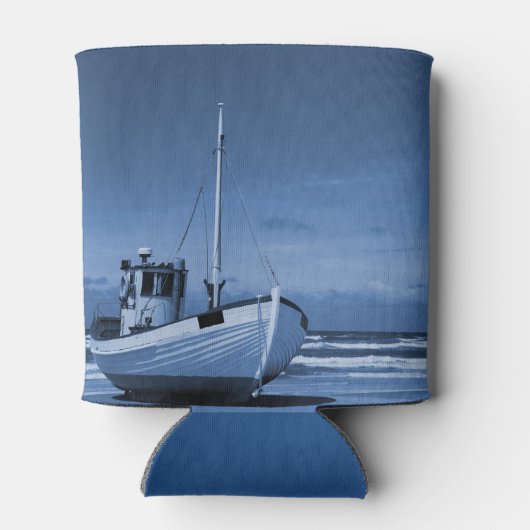 Gevist bootblauwe strand blikjeskoeler (Achterkant)