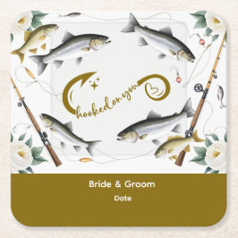 Gevist bruiloft thema voor Gevist liefhebbers Papi Vierkante Kartonnen Onderzetter