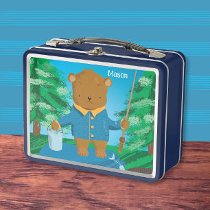 Gevist Bruin Beren Kinderen metalen lunchbox