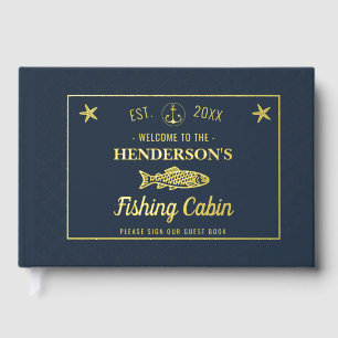 Gevist Cabin Anchors Vis Custom Welkom Goud Gastenboek