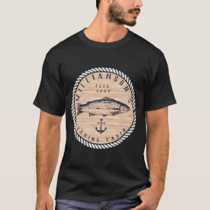 Gevist Cabine familienaam Wood Navy blauw Rustic T-shirt