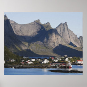 Gevist dorp Reine, eiland Moskenesoy, Poster