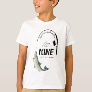 Gevist Fish Theme Reel Fun Kids Verjaardagsfeest T-shirt
