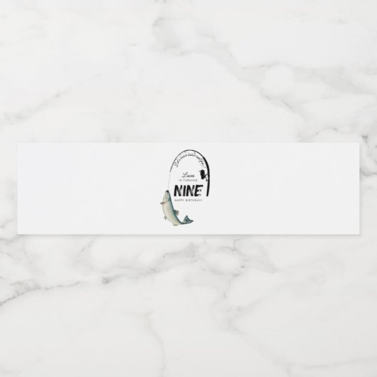 Gevist Fish Theme Reel Fun Kids Verjaardagsfeest Waterfles Etiket (Enkel label)