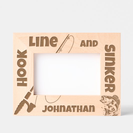 Gevist Fisherman Hook Line Sinker Custom Name Gegraveerde Lijstjes (Voorkant)