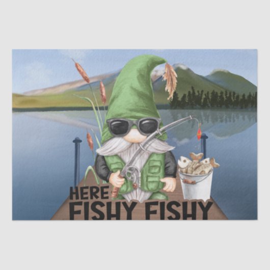 Gevist Gnome "here Fishy Fishy"-loskoppeling Tissuepapier (Voorkant)
