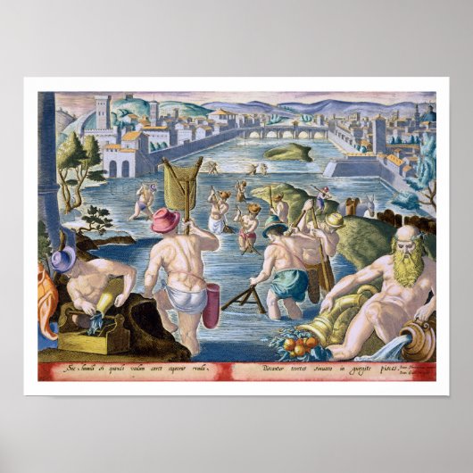 Gevist in Shallow Waters Using Nets, bord 96 voor Poster (Voorkant)